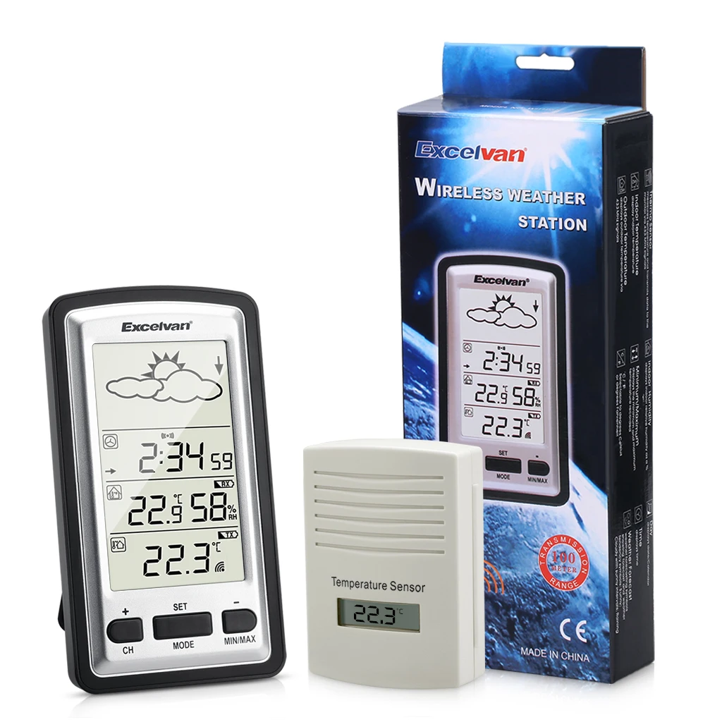 Excelvan Цифровая беспроводная метеостанция-мониторы внутренней и наружной