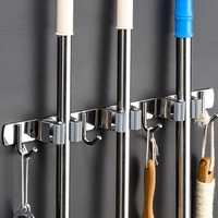 broom holder heavy duty practical clip mop organizer wall mount hook stainless steel storage space saving hanger multifunctional