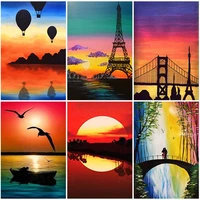 city sunset scenery 5d diy full square and round diamond painting embroidery cross stitch kit wall art handcraft home decor