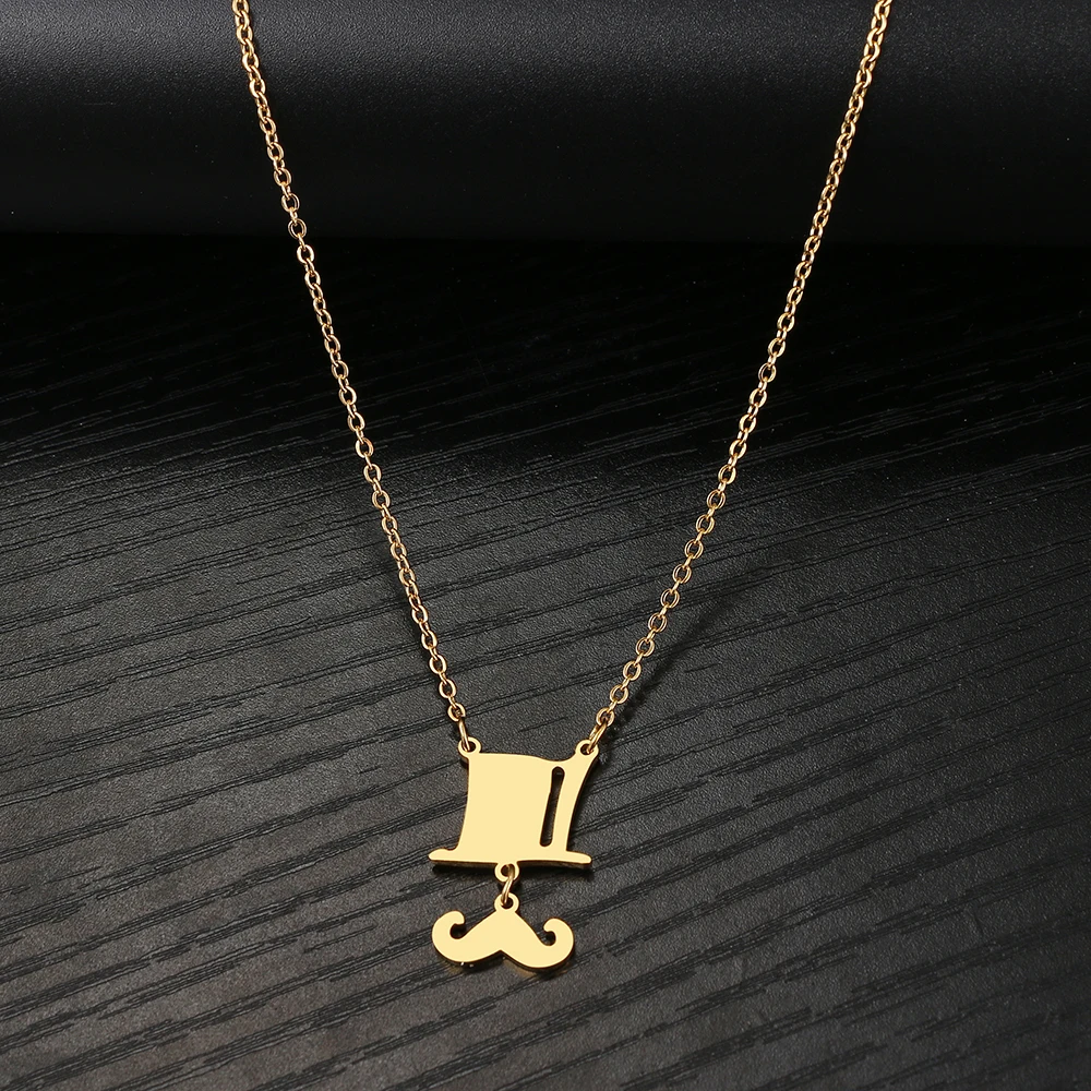 

Ожерелья из нержавеющей стали, подвеска в виде шапки, бороды, чокер, очаровательное модное ожерелье для женщин, ювелирные изделия вечерние п...