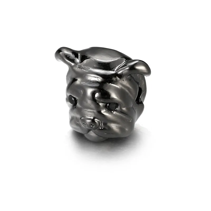 2 шт./лот белые медные бусины в форме головы мопса быка собаки подвески