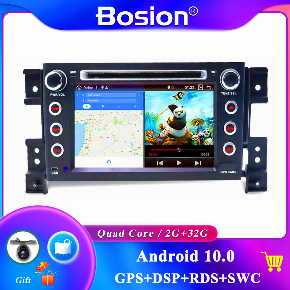 

Quad Core Android 10.0 Car DVD GPS Navigation 2005-2015 For Suzuki Grand Vitara 2G+32G Steering Wheel Control Camera Map