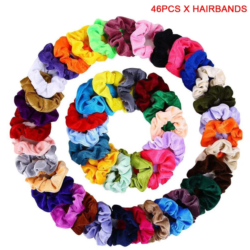 

46pc/set Women Velvet Hair Scrunchies Elastic Ring Rope Elegant HairBand Ponytail Holder Multicolor Tie for Lady Girls Hair tool