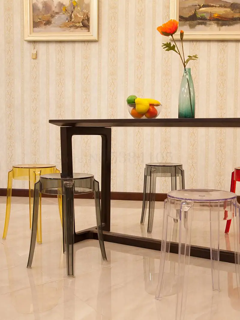 Plastic Stool Ins Transparent Acrylic Dining Chair Crystal Bar Home Creative High |