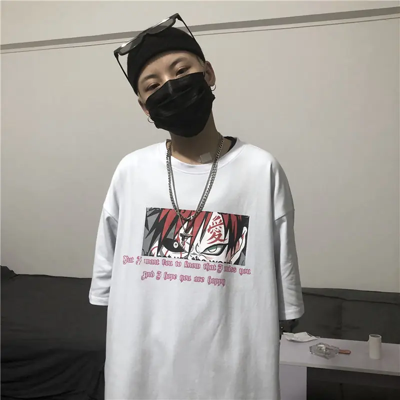 Футболка Harajuku аниме Саске Акацуки для мужчин летняя модная мультяшная футболка