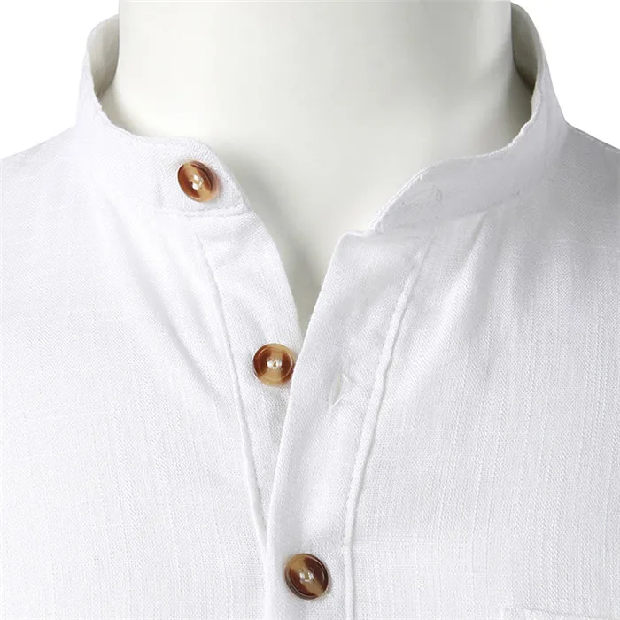 

Cotton-Linen Long Sleeve Mens Shirts Lapel Neck Solid Mens Tops With Pockets Fashion Male Clothing