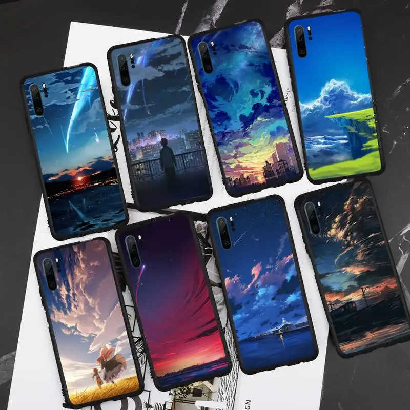 

Cartoon style night sky landscape scenery Phone Case For Huawei honor Mate P 9 10 20 30 40 Pro 10i 7 8 a x Lite nova 5t cover