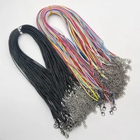 fashion 1 5mm 45cm 5cm black or mxied wax rope lobster clasp necklace lanyard jewelry pendant cords 100pcslot free shipping