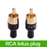 10pcs 4mm rca male plug connector gold plated hifi jack speaker audio cable rca audio converter copper soldering wire adapters