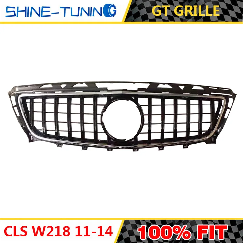 black with chrome B Подходит для нового CLS класса W218 GT R GTR решетка 2012-15 W218 решетка без эмблемы - Цвет: black with chrome B