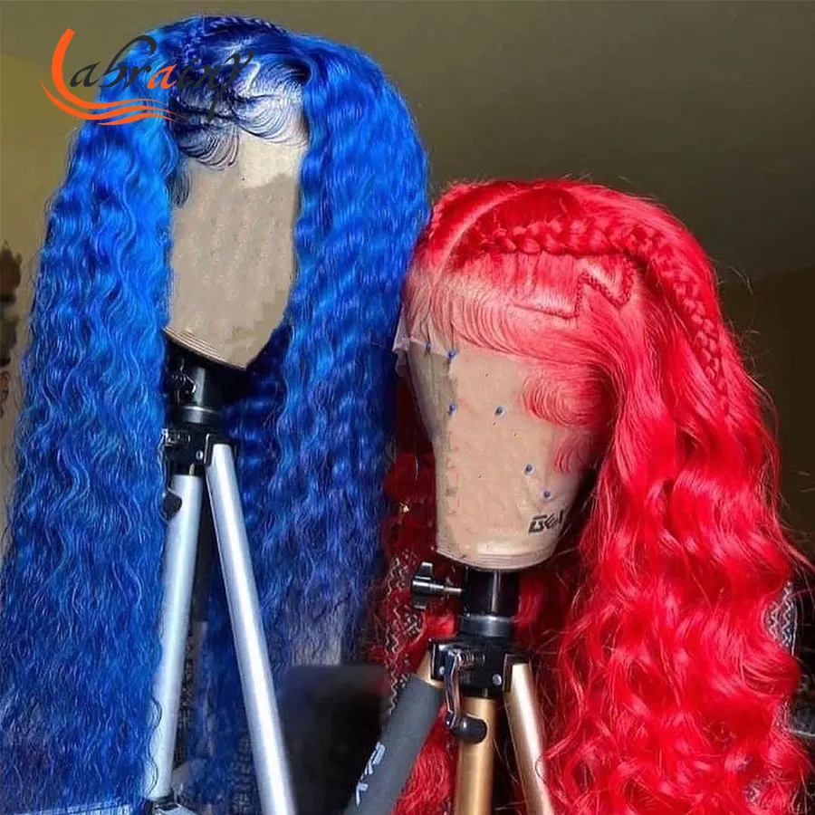 

99J Red Kinky Curly Hd Transparent Lace Frontal Wig Full Burgundy Blue 13X6 Lace Front Wavy Human Hair Wig Pre Plucked Baby Hair