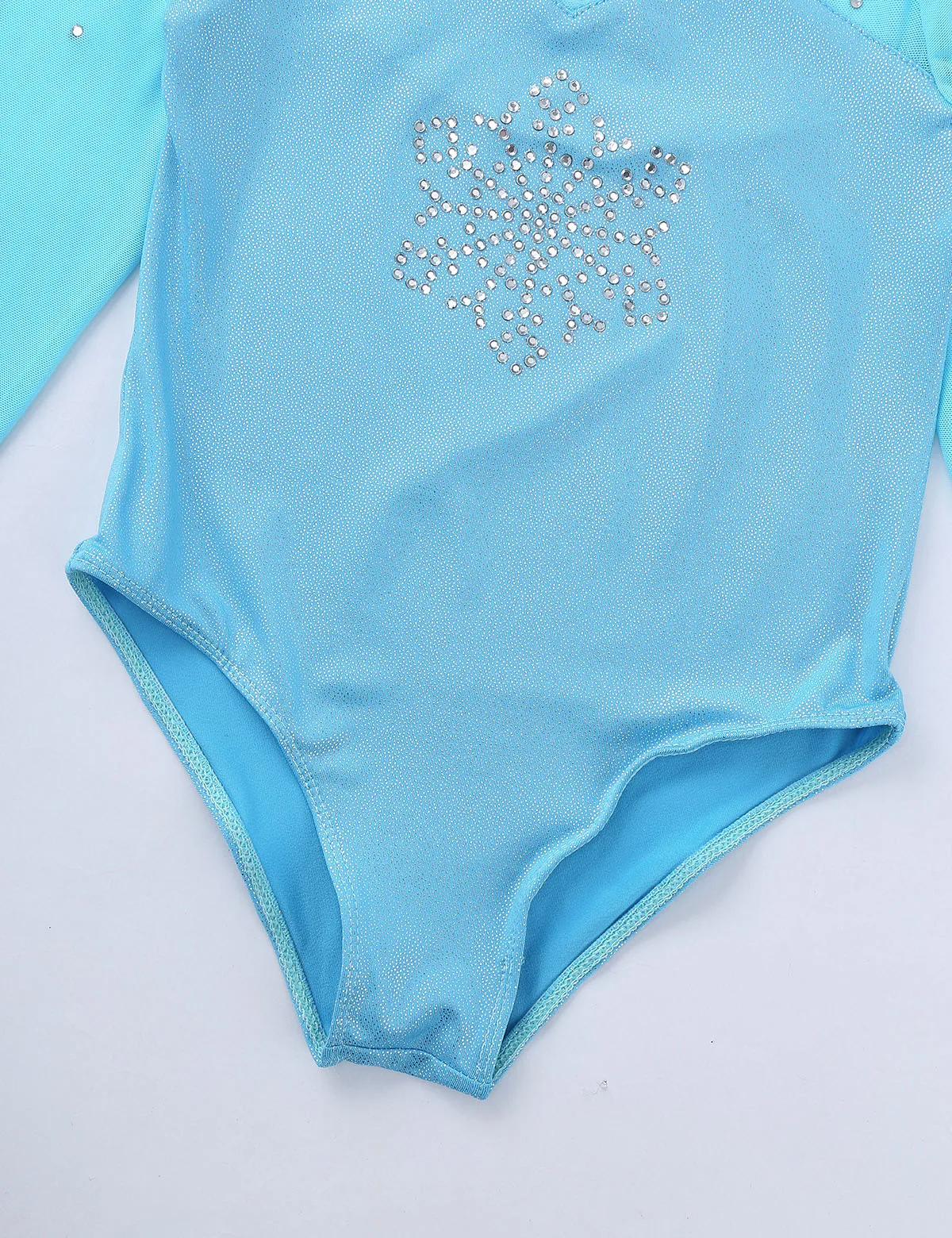 Kids Girls Ballet Dress Long Sleeve Sparkly Rhinestone Snowflake Tulle Splice Dance Gymnastics Leotard Jumpsuit Dancewear | Детская