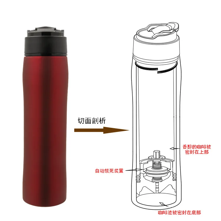 

Stainless Steel French Press Pot Coffee Brewer Thermal Insulation Cold Outdoor Portable Hand-made Travel Pot