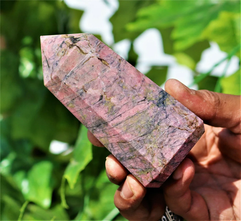 

Lovely natural pink rose pyroxene crystal quartz healing aura stone Obelisk