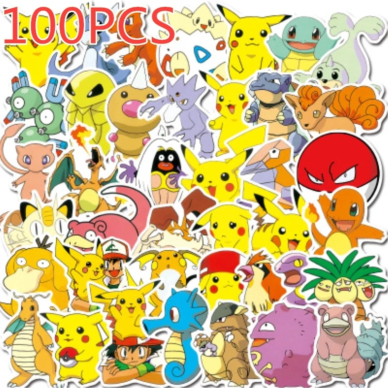 Pegatinas de pokemon de 40/50/100 Uds para equipaje, monopat&iacute;n, tel&eacute;fono, port&aacute;til, Moto, bicicleta, pegatina de pared para guitarra, pegatina impermeable DIY-0