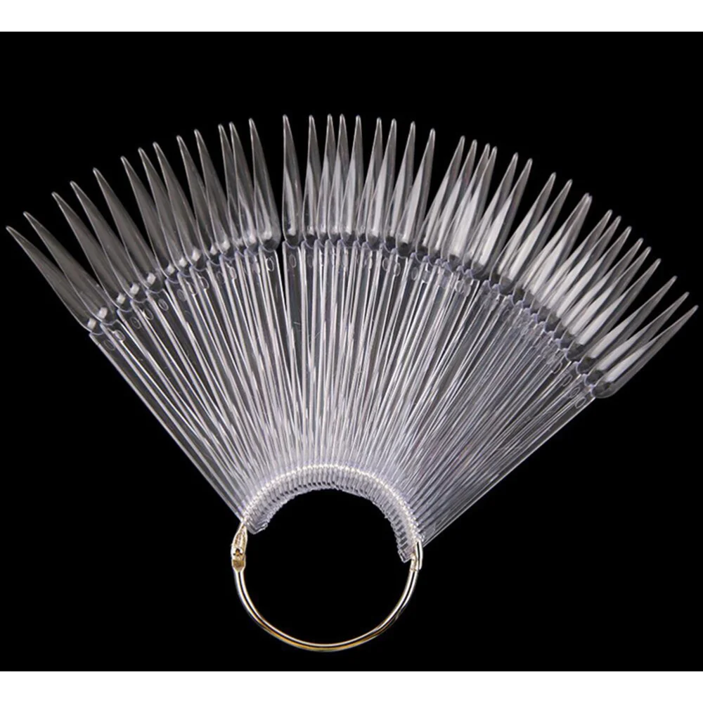 

100pcs Nail Color Plates Fan Shaped Display Manicure Nail Art Practice Stick (White)