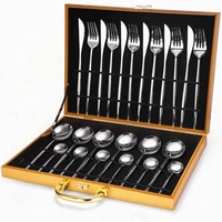 new tableware gift box stainless steel cutlery set 24 piece fork spoons knives dinnerware set cutlery western dinner set silver