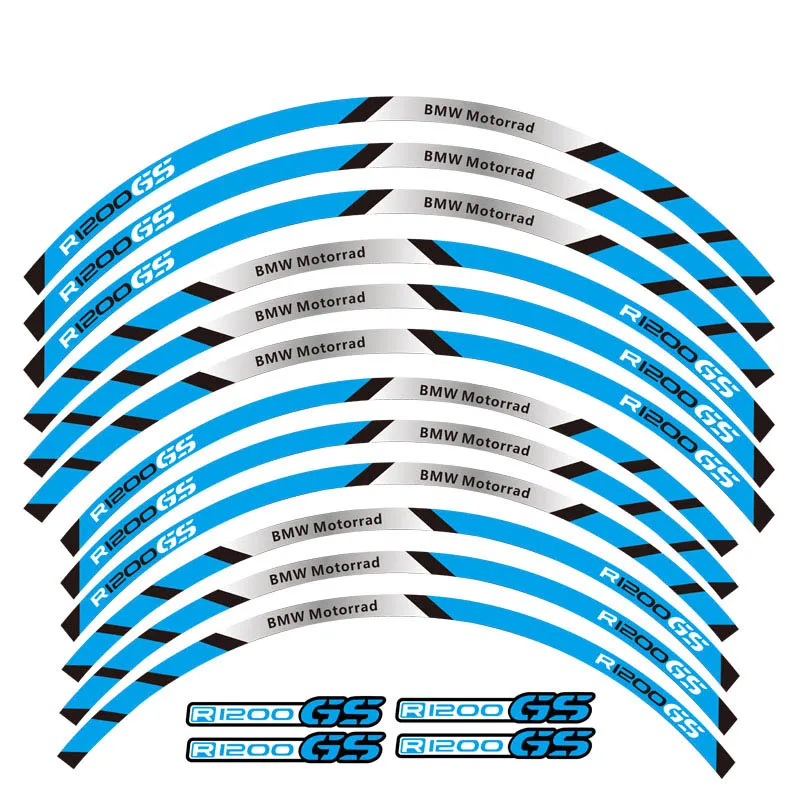 

New Motorcycle front and rear wheels Outer rim waterproof Sticker Reflective Stripe Wheel Decals For BMW R1200GS