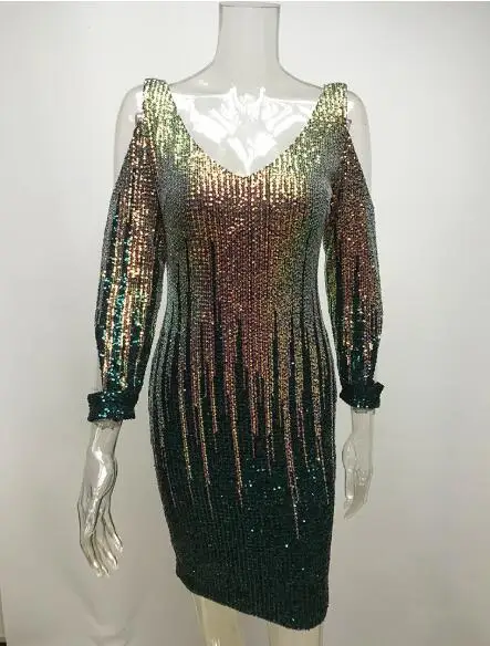 

Cultiseed Women Sexy Color Bling Glitter Sequins Dress Female Strapless Off the Shoulder Slim Hip Nightclub Party Pencil Dresses