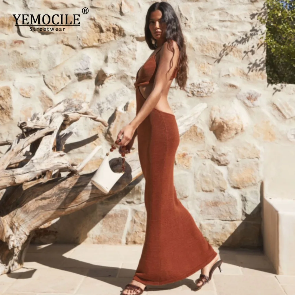 

Spaghetti Strap Sexy Backless Maxi Dresses See Through Sexy Women Dresses Party Club Elegant Hollow Dress Sundress