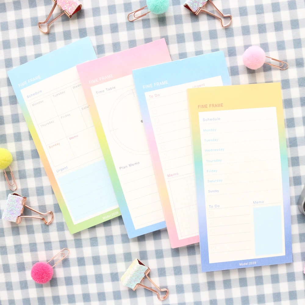 Domikee 2021 New cute undated planner notepad school student time agenda memo pad: weekly monthly daily list | Канцтовары для офиса