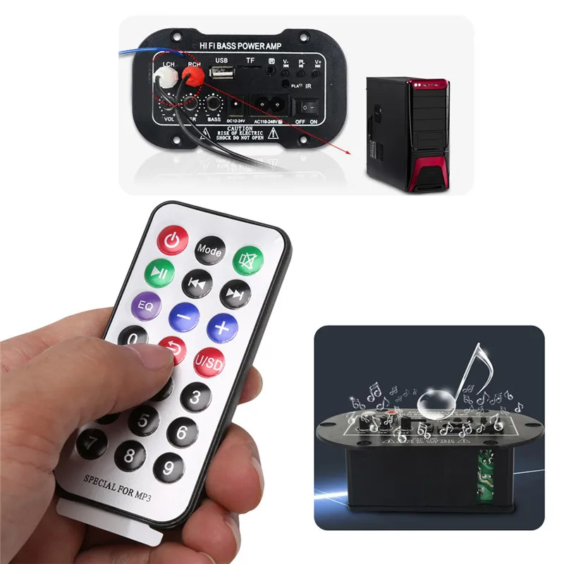 25 Вт автомобильный Bluetooth-совместимый сабвуфер Hi-Fi усилитель басов плата аудио TF USB