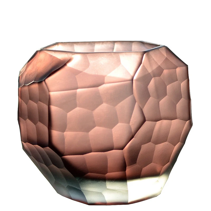 

Creative Glass Vase Terrarium Manual Grinding Carved Geometric Wedding Flower Pot Home Decoration Accessories