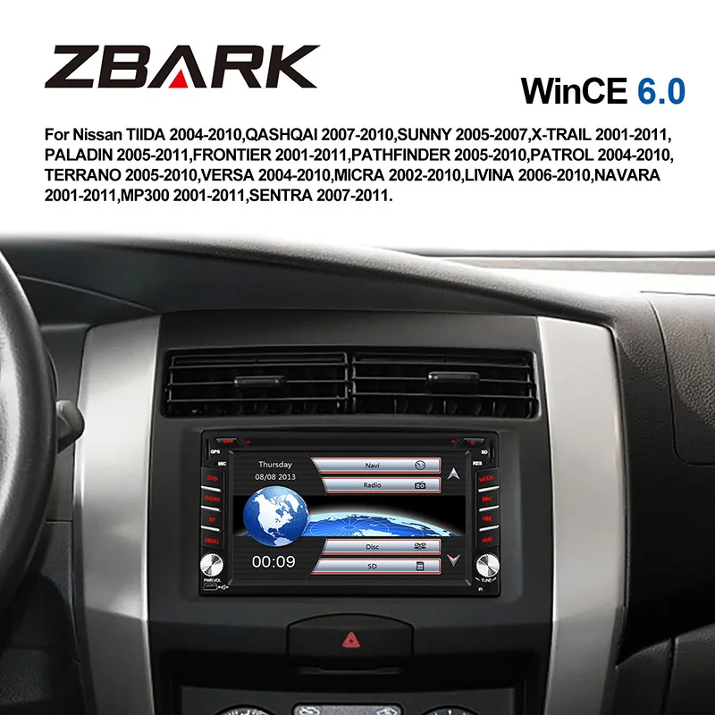6.2 inch 2 din Car DVD Player GPS Navigation Steering Wheel for Nissan TIIDA QASHQAI SUNNY X-TRAIL MICRA YHNS602W | Автомобили и