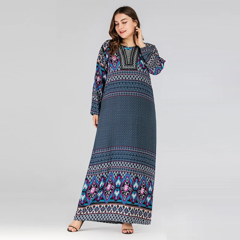 Абайя Дубай Арабский исламский Турция мусульманские женщины печатных Вышитые