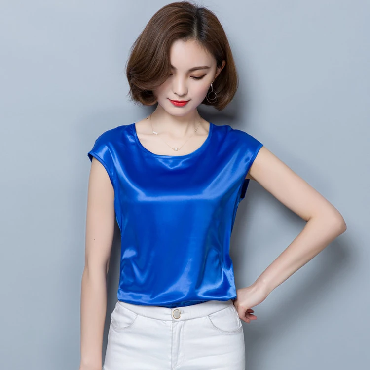 2020 Женская Повседневная шелковая блузка из органической кожи летняя свободная