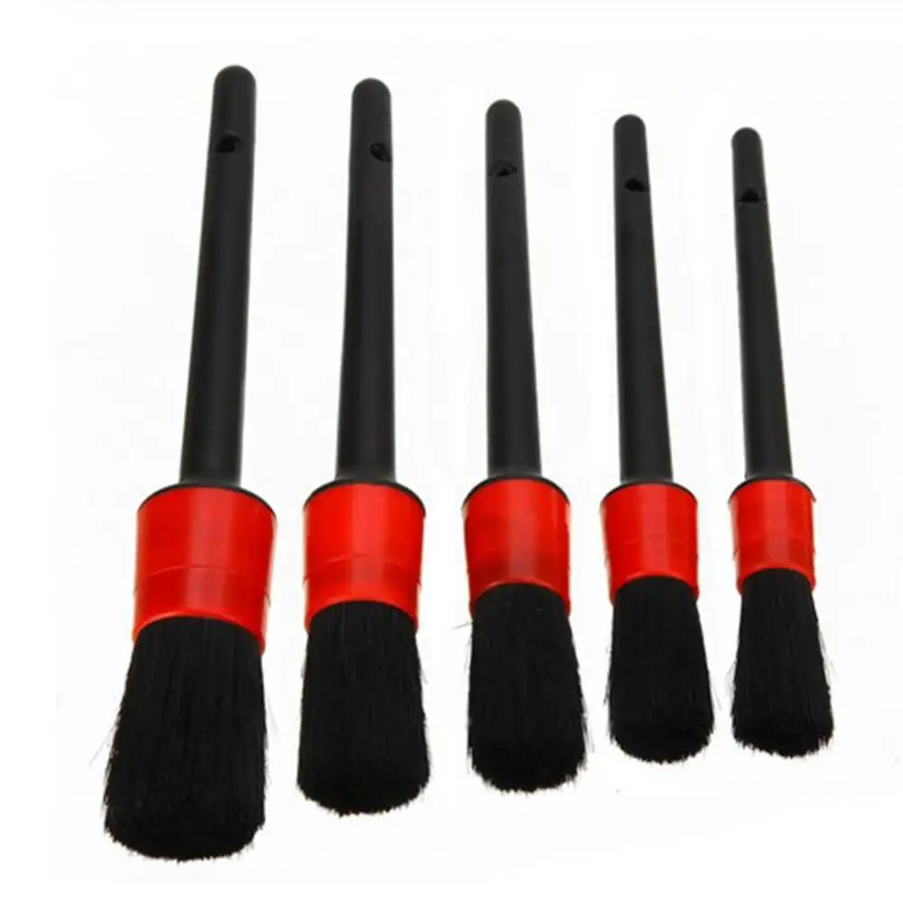 

Car Cleaning Tool 5pcs Natural Boar Hair Car Detailing Brushes Set For Car Interior Gap Rims Dashboard Wheel Air Vent Trim