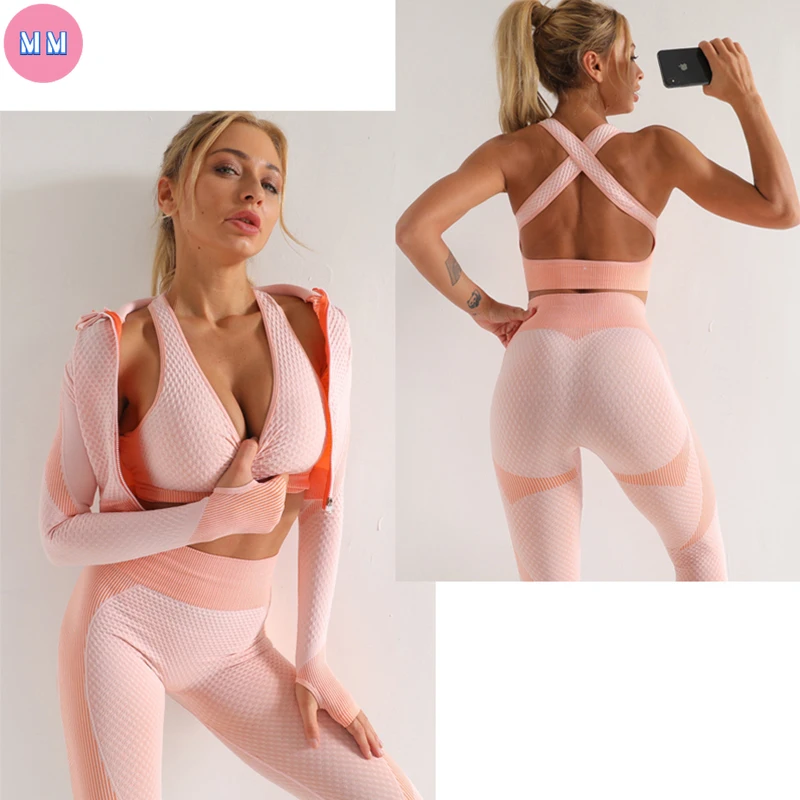 MM Seamless Women Yoga Sets Female Sport Gym suits Wear Running Clothes women Fitness Suit Long Sleeve yoga clothing |