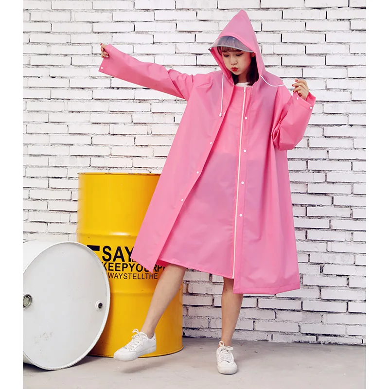 

Fashion Outdoor Rain Coat Women Covered Transparent EVA Girls bicycle Raincoat Travel Waterproof Rainwear Adult Poncho With Hood