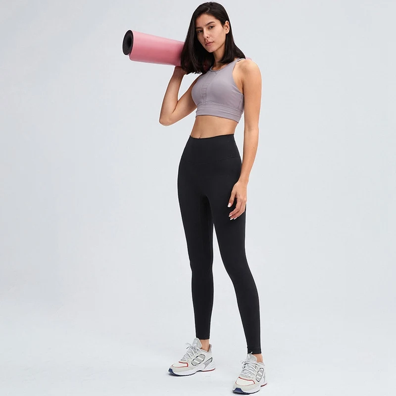 

Mesh Sports bra Lululemon High Round Neck Gather Shockproof Sports Underwear Ladies Front-stitch splicing