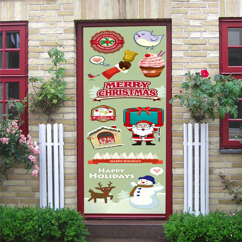 Рождественский снеговик обои для двери гостиной спальни Счастливого Рождества