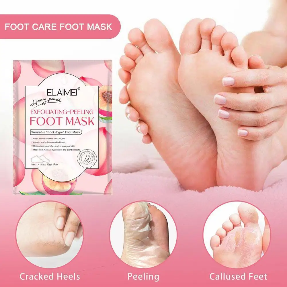 

1 пара маска для ног пилинг увлажняющий, отшелушивающий носки для ног, выводит токсины персик оливкового масла растительного экстракта для ...