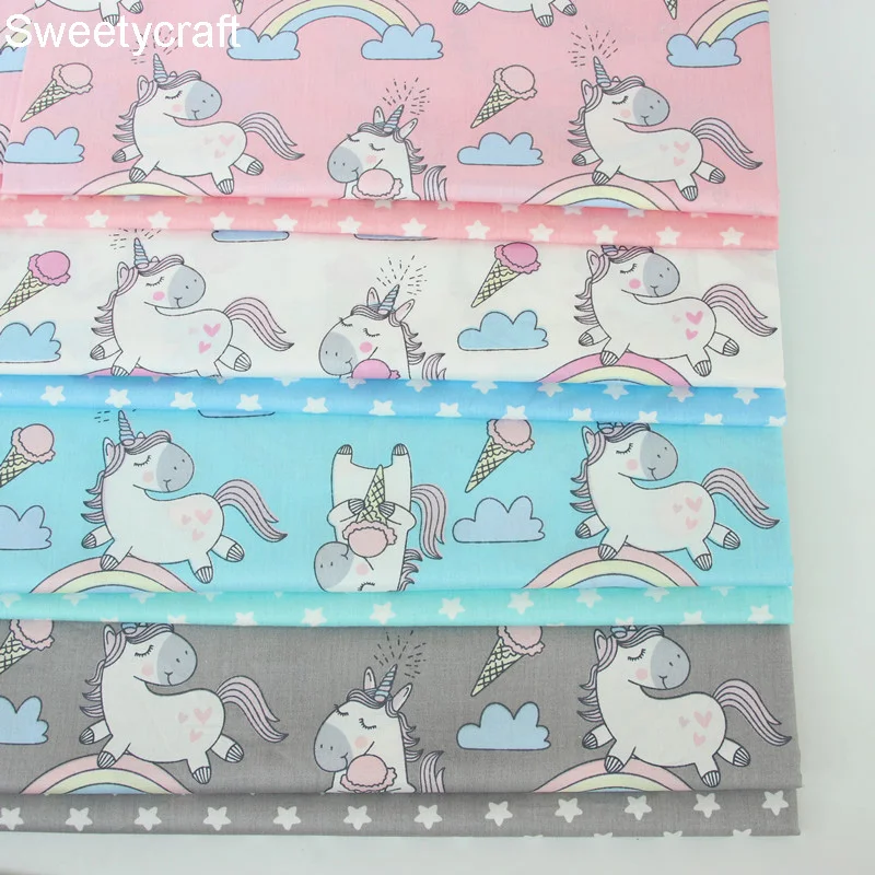 160*50 см хлопчатобумажная ткань с радужным принтом лошади саржевая Ткань для шитья