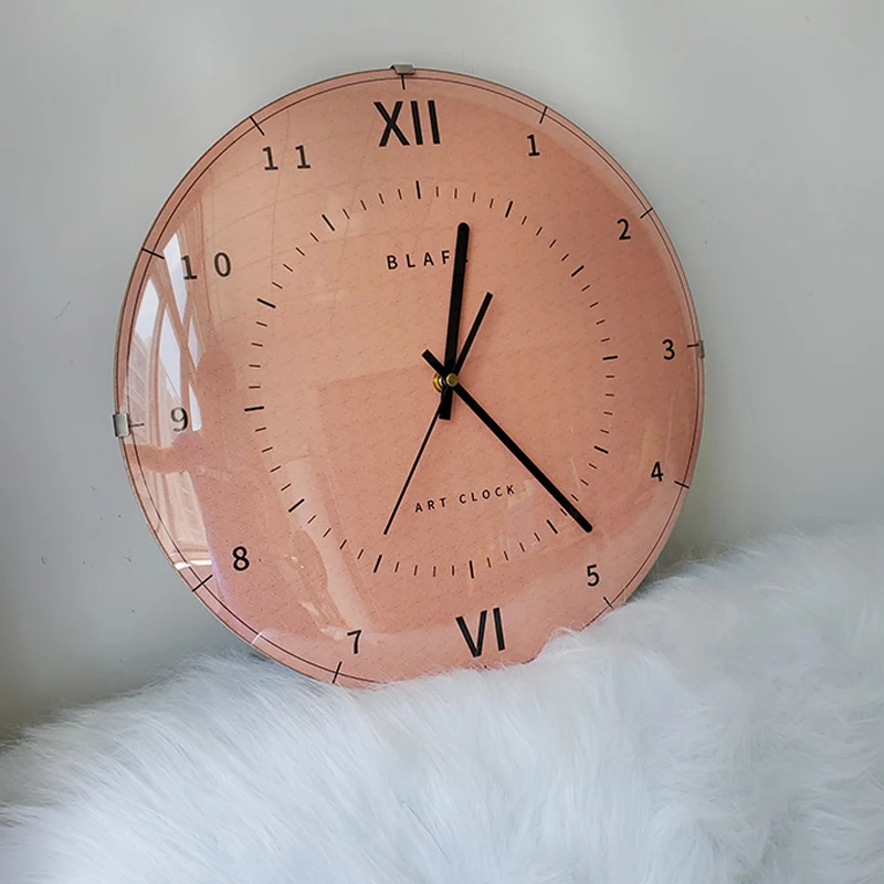 Круглые Стеклянные Настенные Часы Простой Современный дизайн ультра тихие