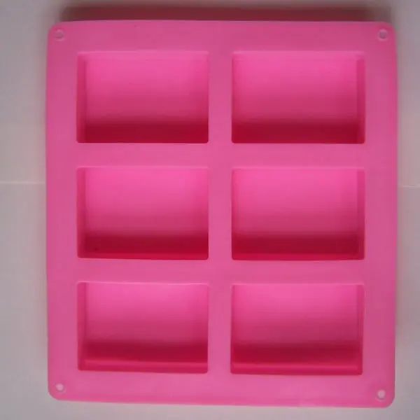 6-Cavity Plain Rectangle Soap Mold Silicone for Homemade Craft Multi Color |