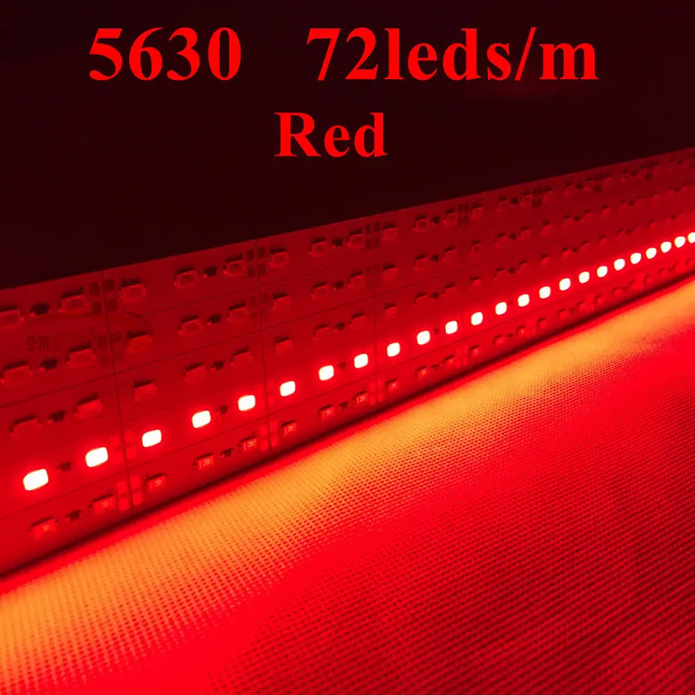 Red 10X0,5 M 5630(5730) светодиодный свет полосы жесткий бар светодиодное освещение, Лампа DC 12 вольт 72 светодиодный s/m общая длина 5 метров - Испускаемый цвет: Red