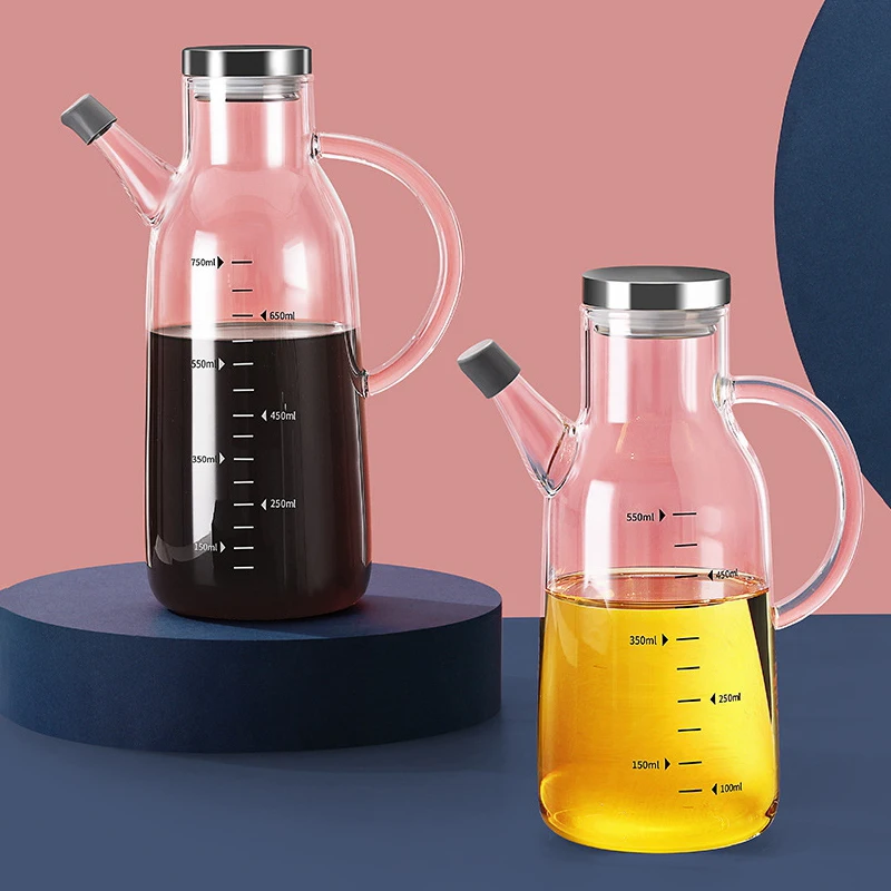 

Бутылка для масла из боросиликатного стекла, прозрачная бутылка для уксуса, оливкового масла с ручкой, Кухонный Контейнер для масла, соевог...