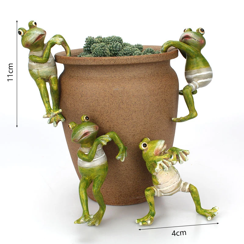 4pc/set Climbing frog Figurines Statues for Resin Decoration Frog Statue Home Garden Sculpture Crafts Christmas Gift | Дом и сад