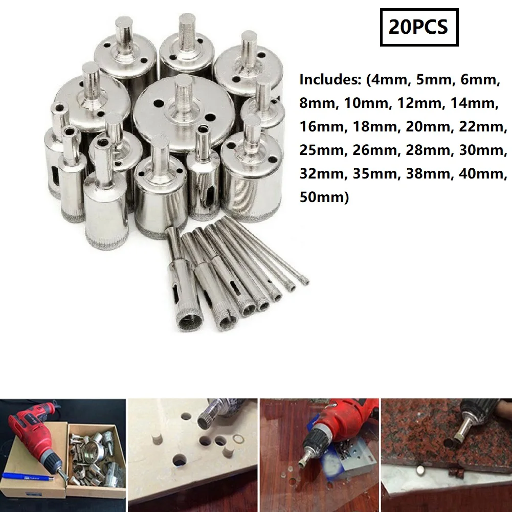 Marble Drill Bits Ceramic Hole Saw Tipped Granite pumice 20pcs Set | Инструменты