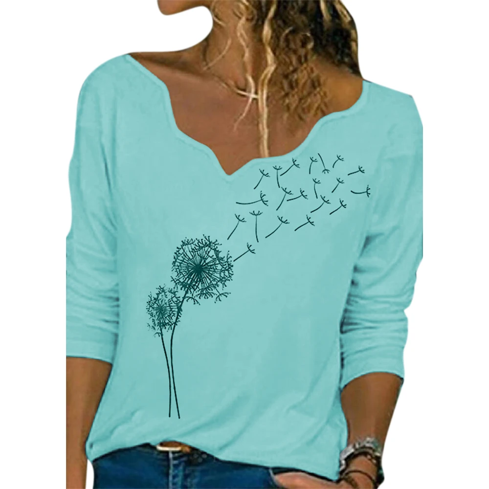 Женская одежда с цветочным принтом повседневный Свободный Топ осенняя женская