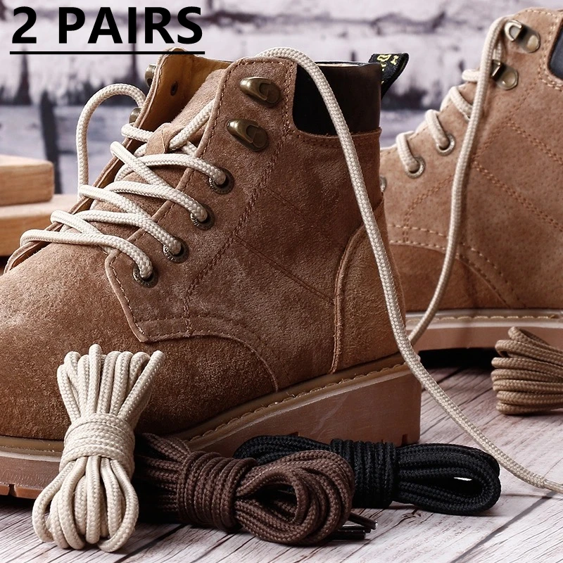 

2 Pairs Solid Round Pure Round Shoelaces Beige Laces Durable Polyester Lace Boots Martin Boots Hiking Snow Lace Shoes accessorie