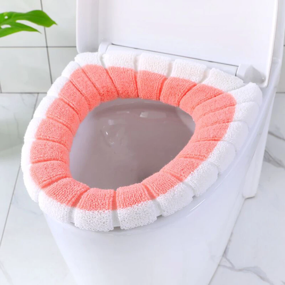 Чехол на сиденье унитаза удобный бархатный коралловый моющийся чехол для ванной