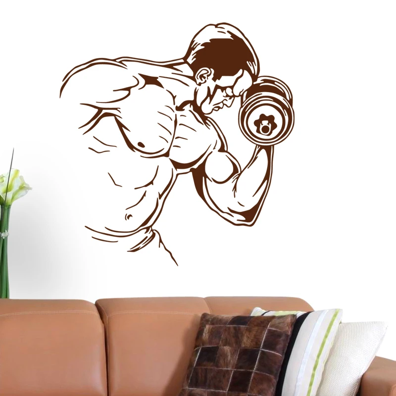 

Fitness Decal Gym Dumbbell Sticker Body-building Posters Vinyl Wall Decals Mural Fitness Words Crossfit Decal Muscle Gym Sticker