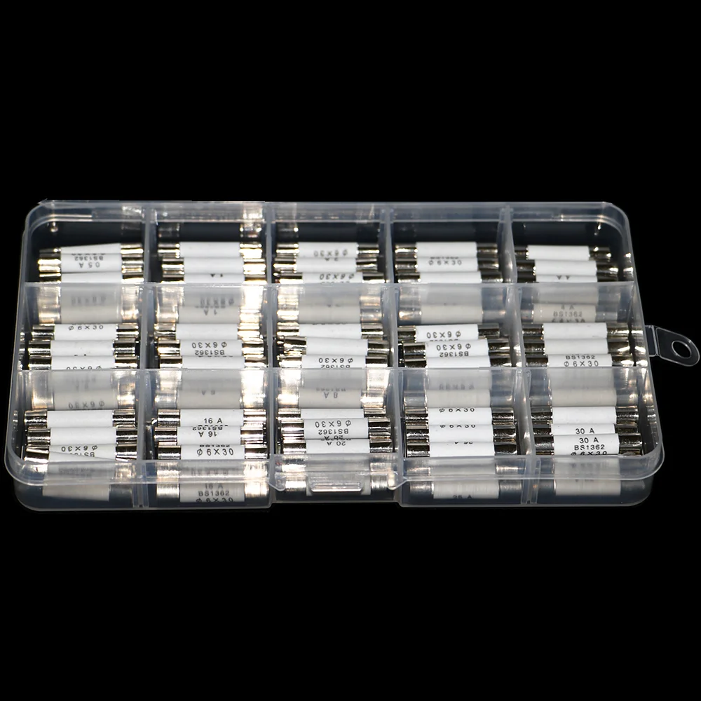 75 шт./кор. 6 мм x 30 250V плавкие Керамика предохранитель кабельные наконечники в