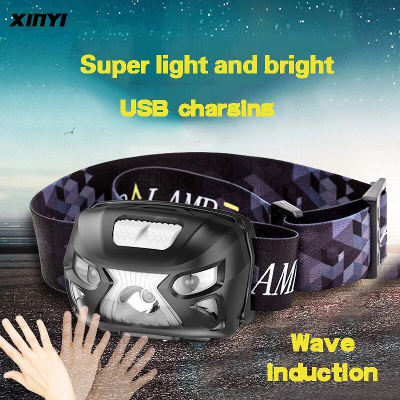 Мощный Headlamp10000Lm Перезаряжаемые светодиодный головной светильник движения тела