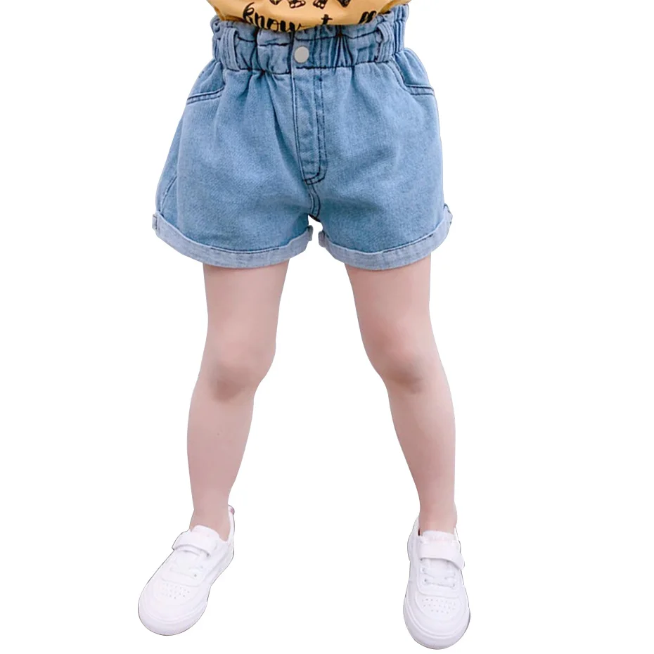 Джинсы для девочек однотонные короткие джинсы повседневные стильные детские